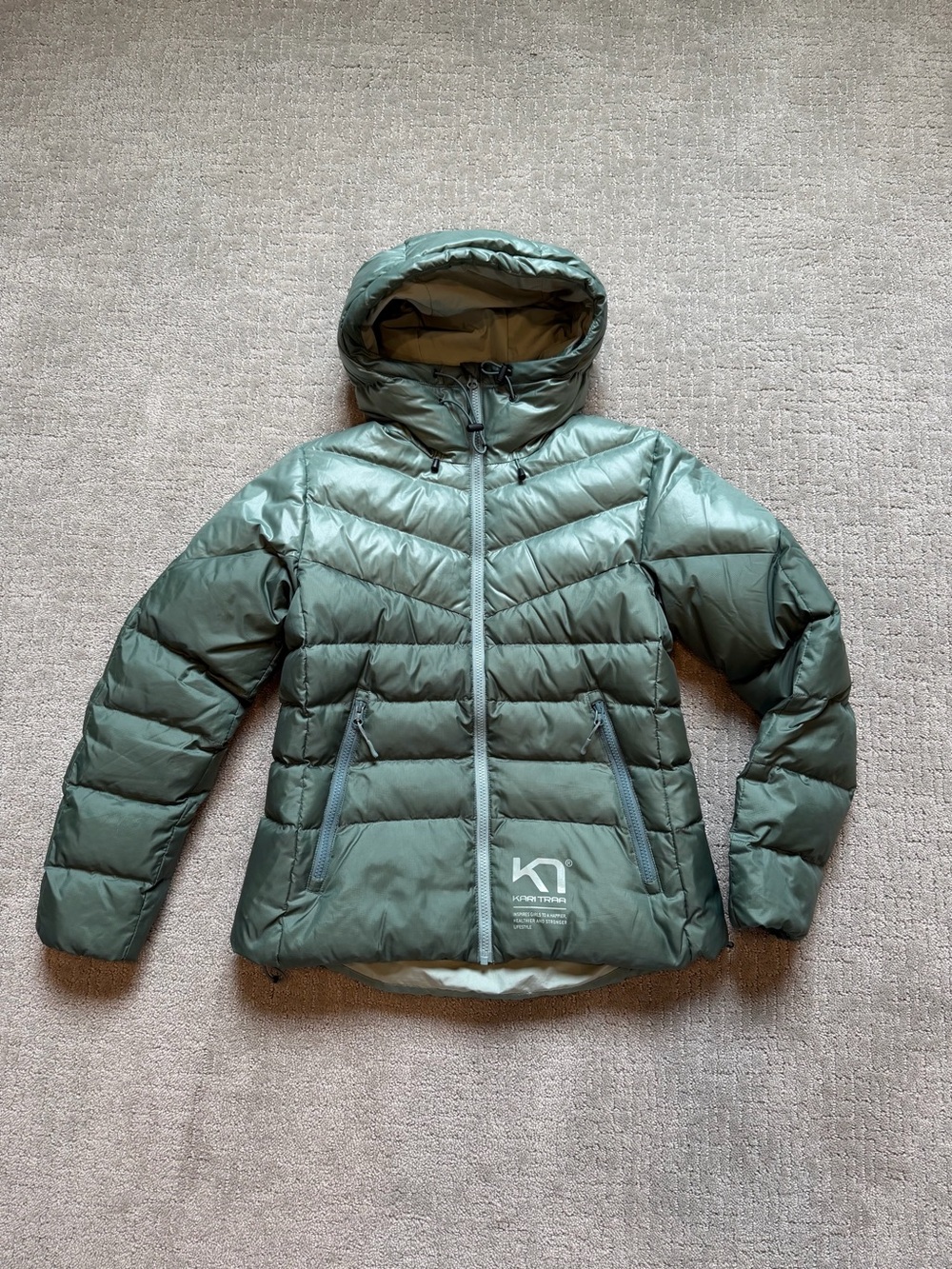 Kari Traa Olive Green Quilted Hooded Puffer Jacket